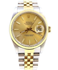 Rolex Datejust 36mm 14K Yellow Gold Stainless Steel Jubilee Gold Dial 16013