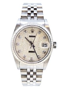Rolex Datejust 31mm Stainless Steel Jubilee Style Factory Silver Color Anniversary Diamond Dial