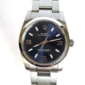 Rolex Oyster Perpetual 34 mm Blue Dial Stainless Steel Men's 114200