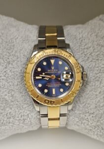 Rolex Ladies Yacht Master 29mm Stainless Steel 18K Yellow Gold Blue Dial 169623