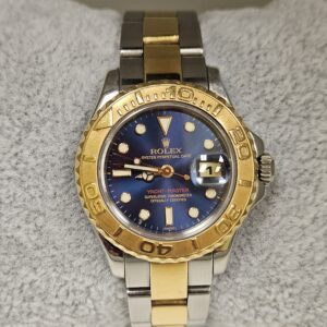 Rolex Ladies Yacht Master 29mm Stainless Steel 18K Yellow Gold Blue Dial 169623