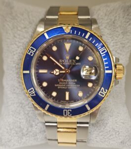 Rolex Submariner 18K Yellow Gold Stainless Steel Blue Dial 16613