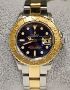 Rolex Ladies Yacht Master 29mm Stainless Steel 18K Yellow Gold Blue Dial 169623