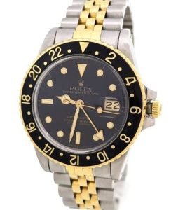 Rolex GMT Master Two Tone Jubilee Black Dial 16753
