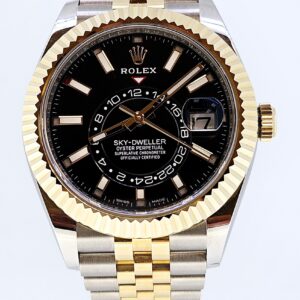 Rolex Sky-Dweller Black Dial Jubilee Bracelet Two Tone M326933 Box Papers