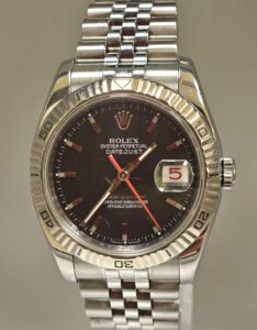 Rolex DateJust Turn-O-Graph Black Dial Stainless Steel Jubilee 116264