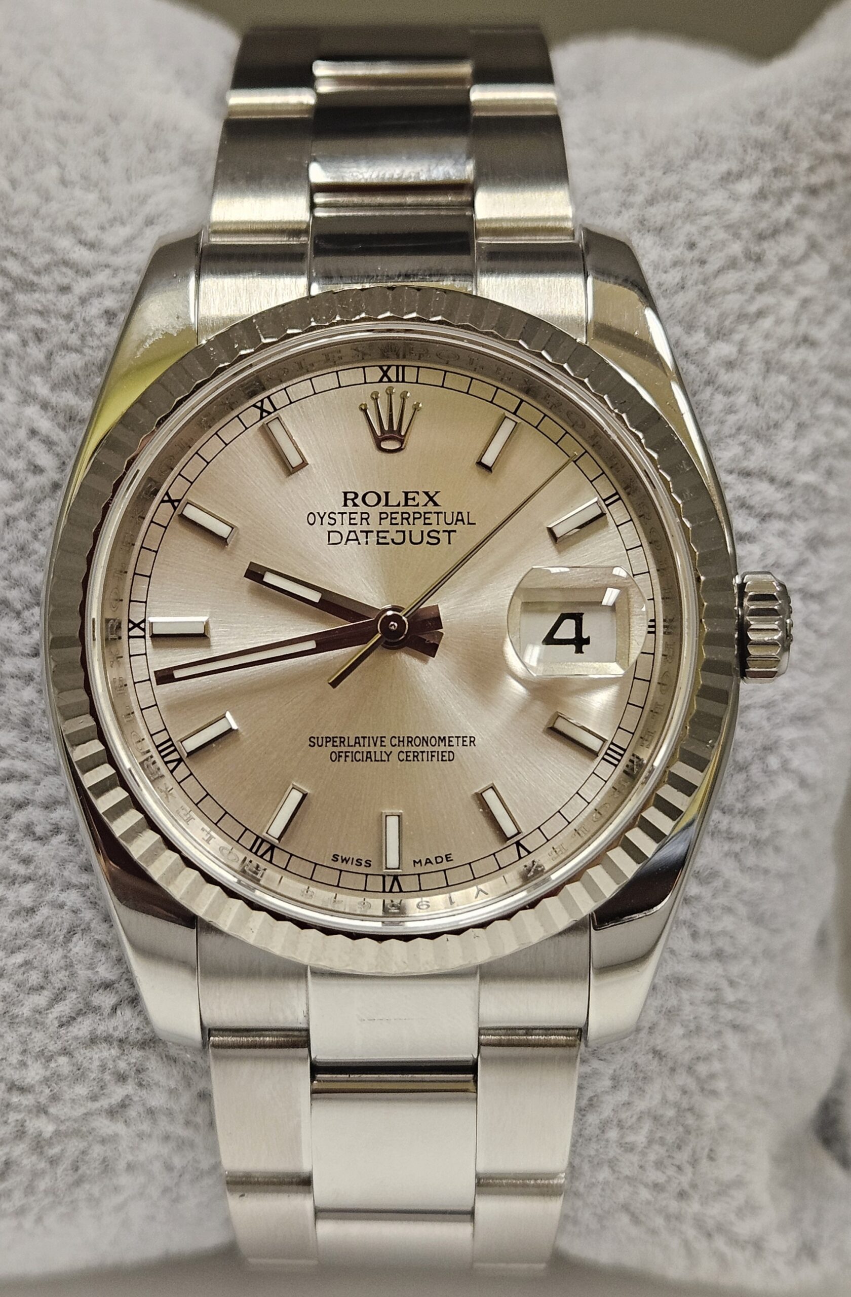 Rolex DateJust 36mm Silver Color Dial 18K White Gold Bezel Oyster 116234 - Image 3