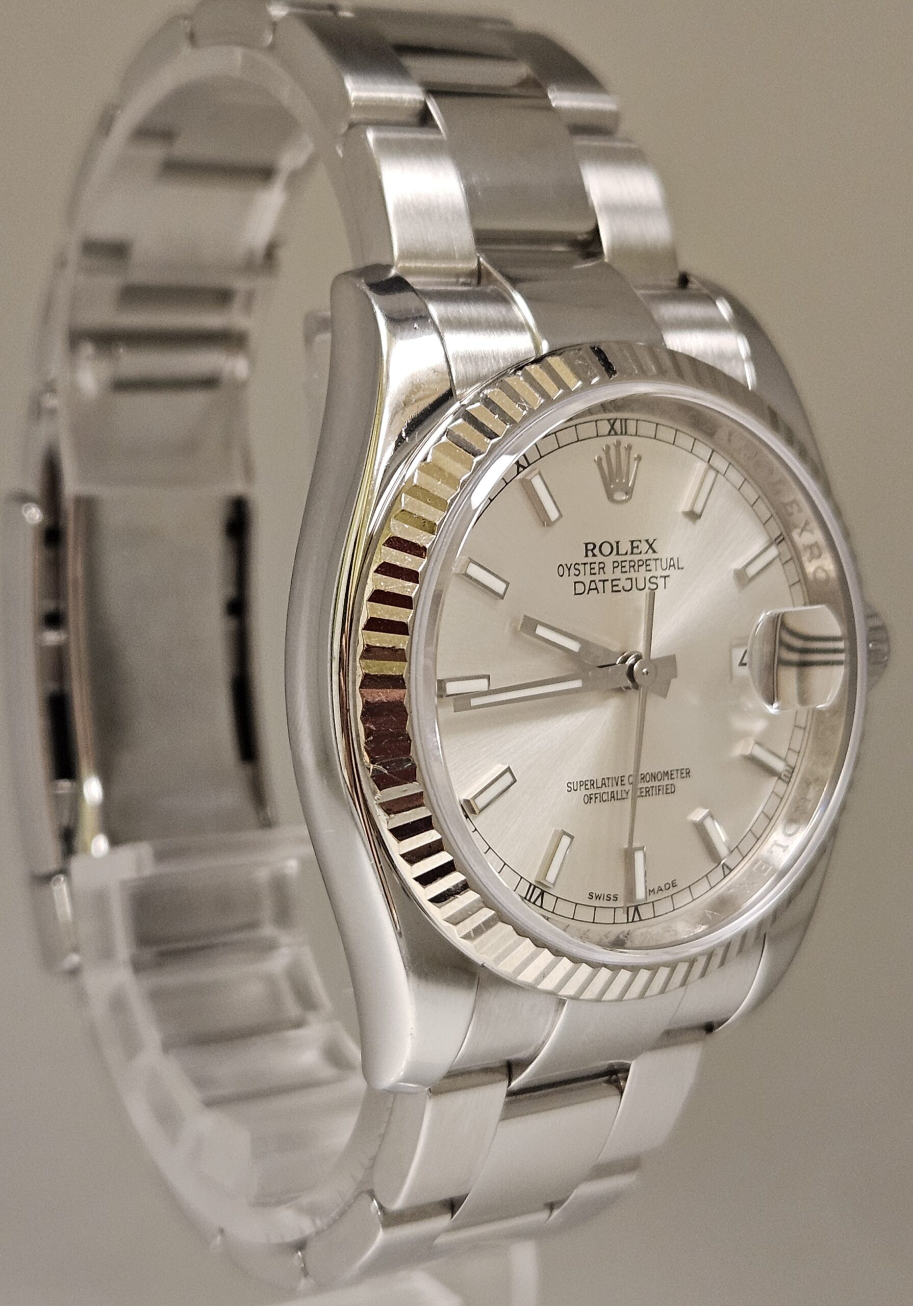 Rolex DateJust 36mm Silver Color Dial 18K White Gold Bezel Oyster 116234 - Image 5