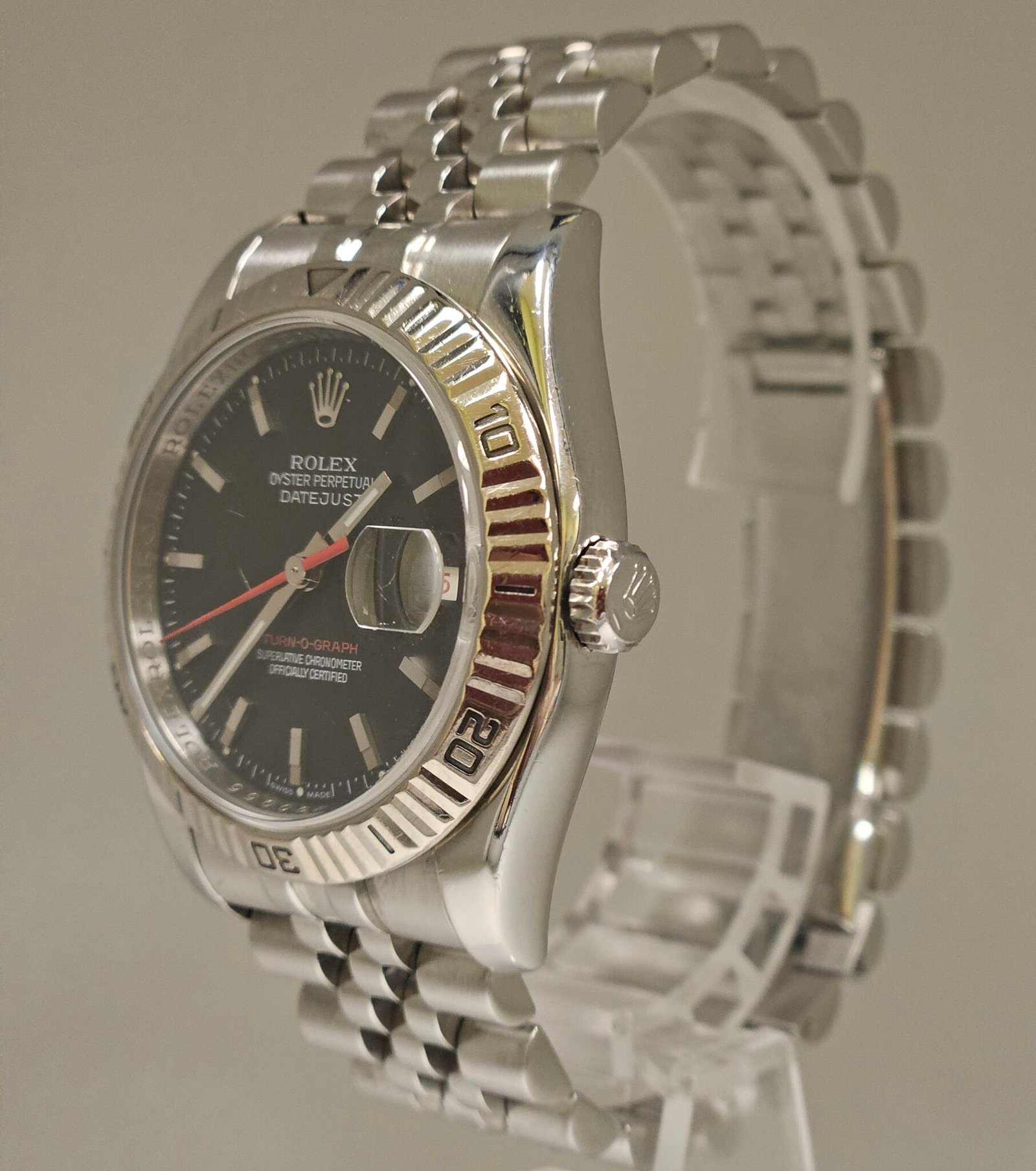 Rolex DateJust Turn-O-Graph Black Dial Stainless Steel Jubilee 116264 - Image 5
