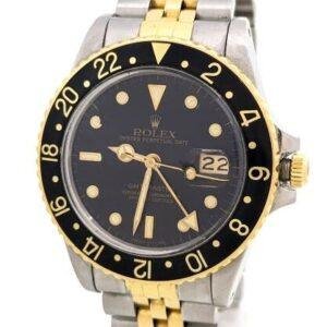 Rolex GMT Master Two Tone Jubilee Black Dial 16753
