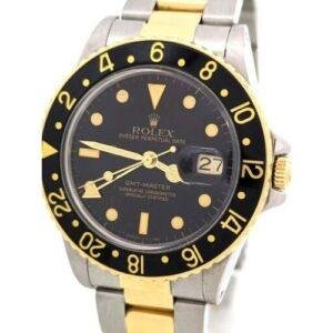 Rolex GMT-Master 14K Yellow Gold Stainless Steel Black Dial Oyster Perpetual Date 16753