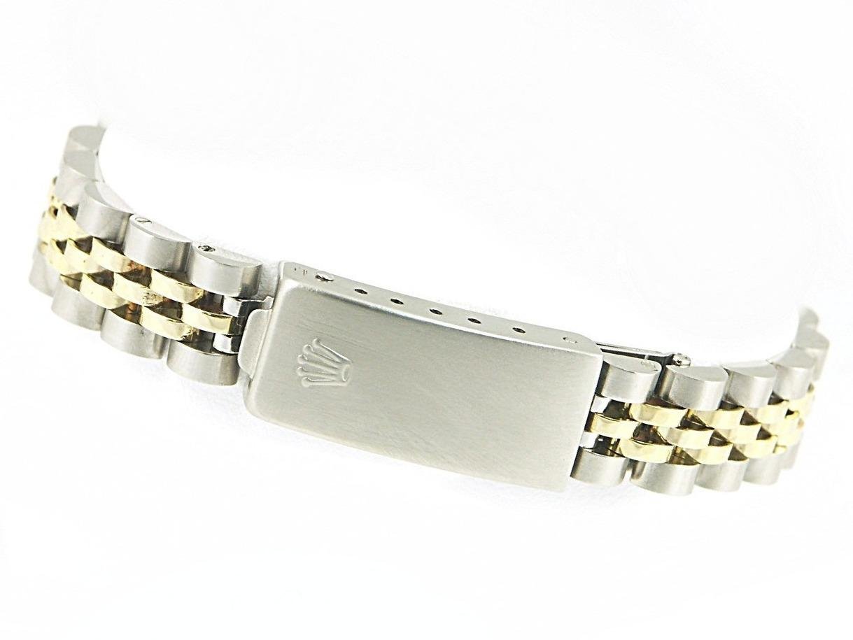 Rolex Ladies DateJust 26mm 18 K Yellow Gold Stainless Steel Jubilee Style Custom Emerald Mother of Pearl Dial Emerald Diamond Bezel - Image 3